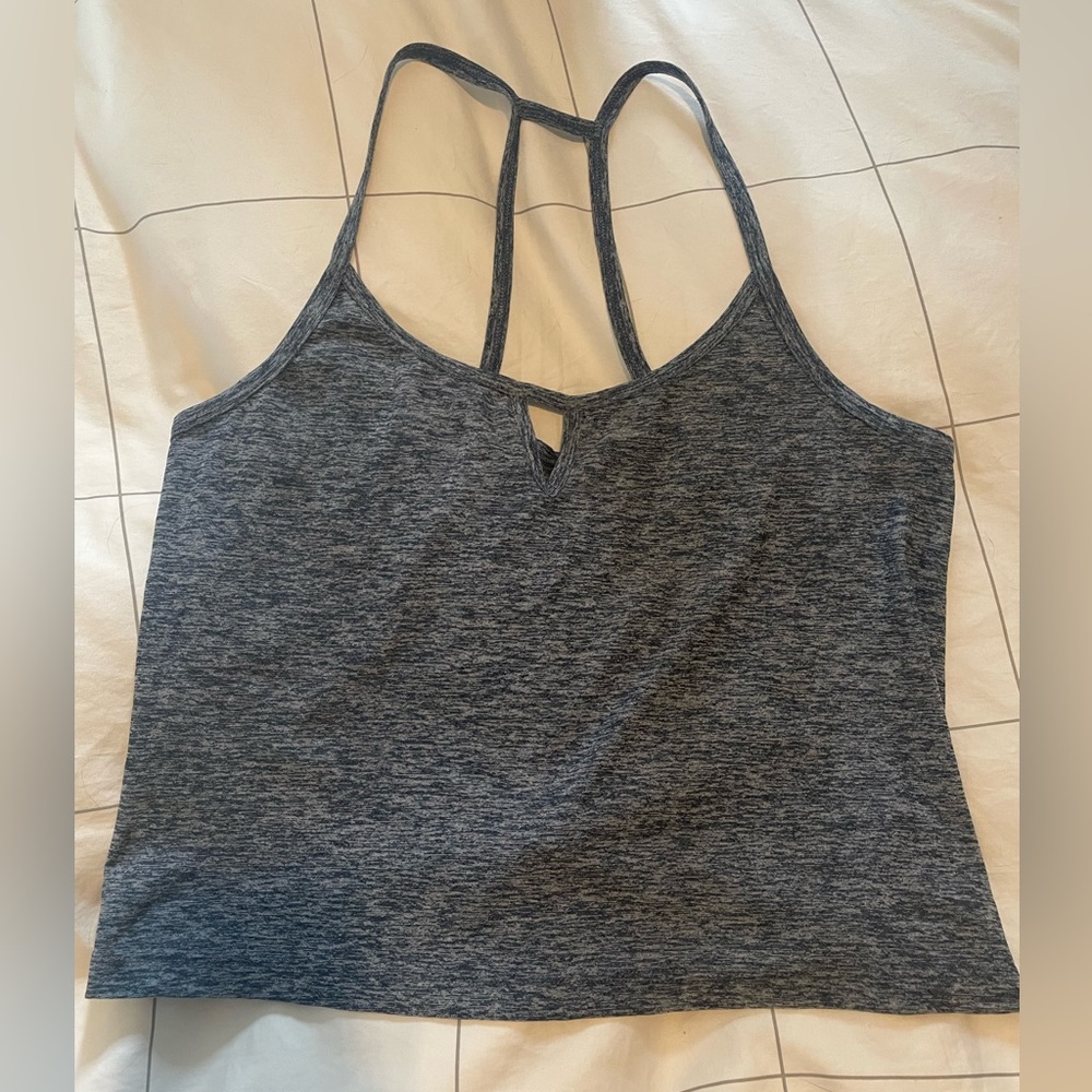 Women Beyond Yoga Blue Featherweight Spacedye Curve Cropped Tank Top - Size S